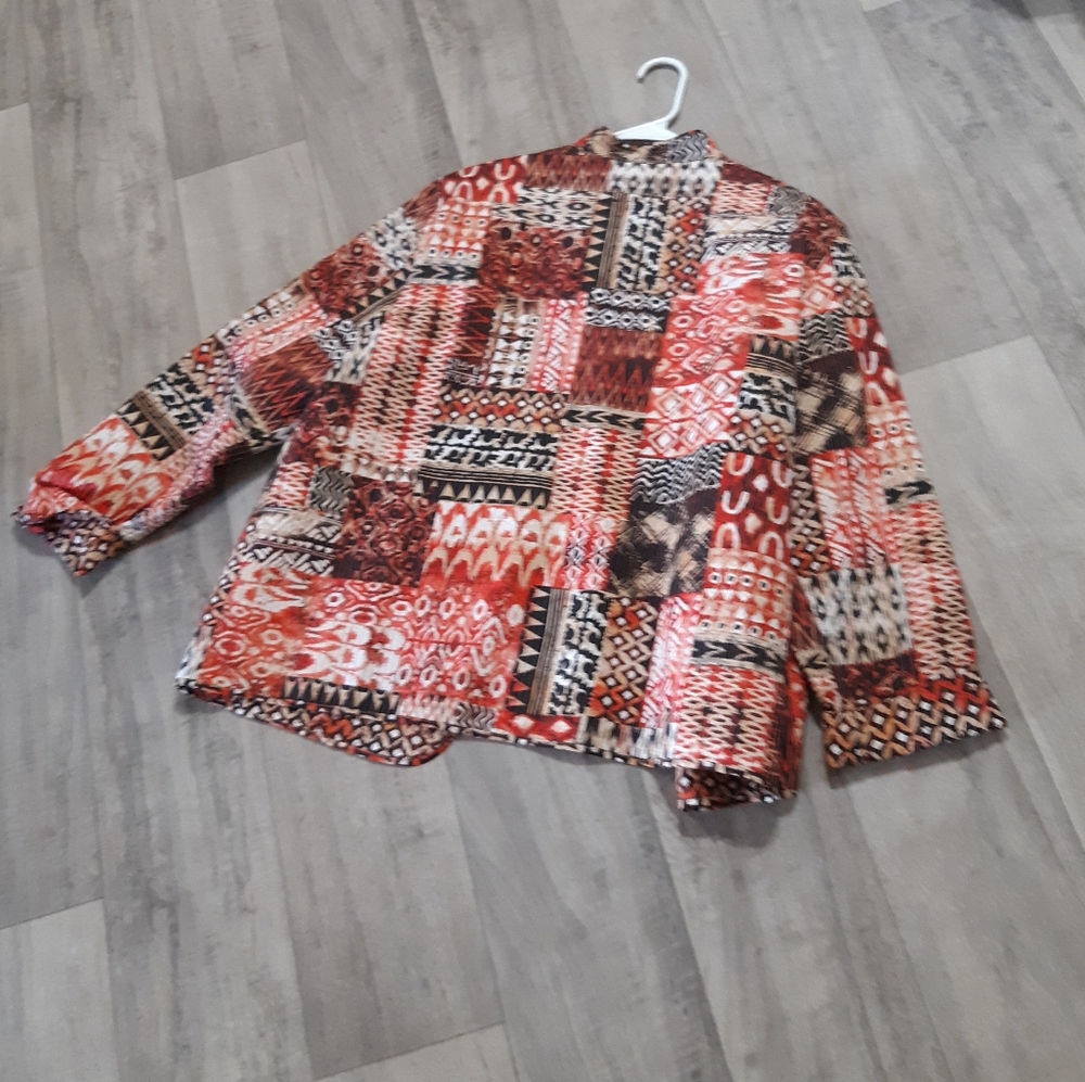 Womens Quilt Open front Jacket Lightweight Long Sleeve Samantha Gray Plus size
